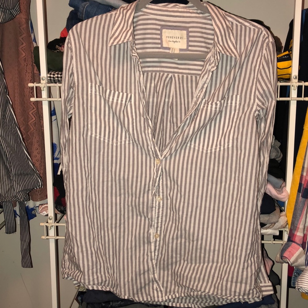 White and grey button up